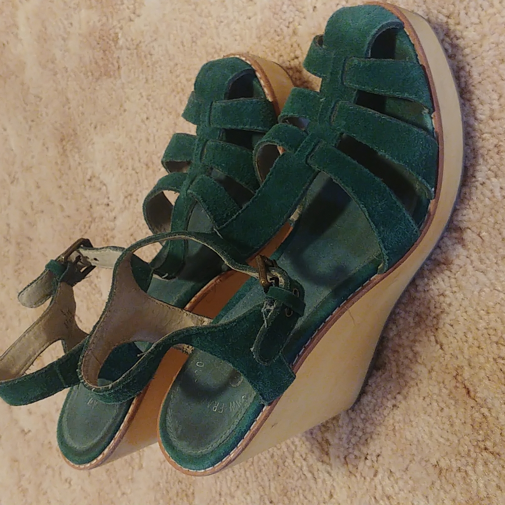 T-strap wedge sandal